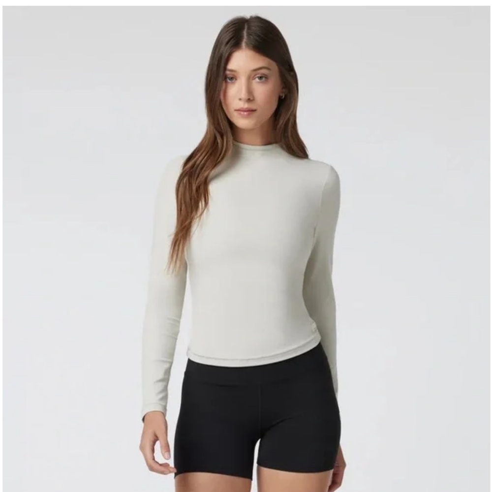 Vuori AllTheFeels Long Sleeve Mock Neck in Ecru